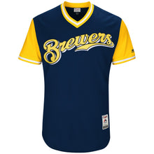 Load image into Gallery viewer, Men's Milwaukee Brewers Wily Peralta "Big Wily" Majestic Navy 2017 Players Weekend Authentic Jersey