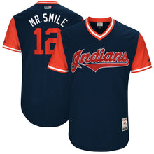 Load image into Gallery viewer, Men's Cleveland Indians Francisco Lindor "Mr. Smile" Majestic Navy 2017 Players Weekend Authentic Jersey