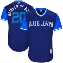 Load image into Gallery viewer, Men's Toronto Blue Jays Josh Donaldson "Bringer of Rain" Majestic Light Blue/Royal 2017 Little League World Series Authentic Players Weekend Classic Jersey