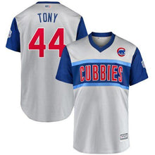 Load image into Gallery viewer, Men's Chicago Cubs Anthony Rizzo "Tony" Majestic Gray 2019 MLB Little League Classic Replica Player Jersey
