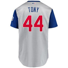 Load image into Gallery viewer, Men's Chicago Cubs Anthony Rizzo "Tony" Majestic Gray 2019 MLB Little League Classic Replica Player Jersey