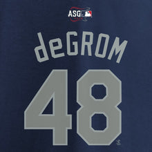 Load image into Gallery viewer, Men's Jacob deGrom National League Majestic Navy/Red 2019 MLB All-Star Game Workout Player Jersey