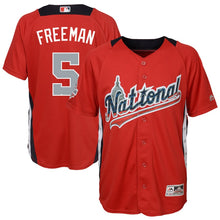 Load image into Gallery viewer, Youth National League Freddie Freeman Majestic Red 2018 MLB All-Star Game Home Run Derby Player Jersey