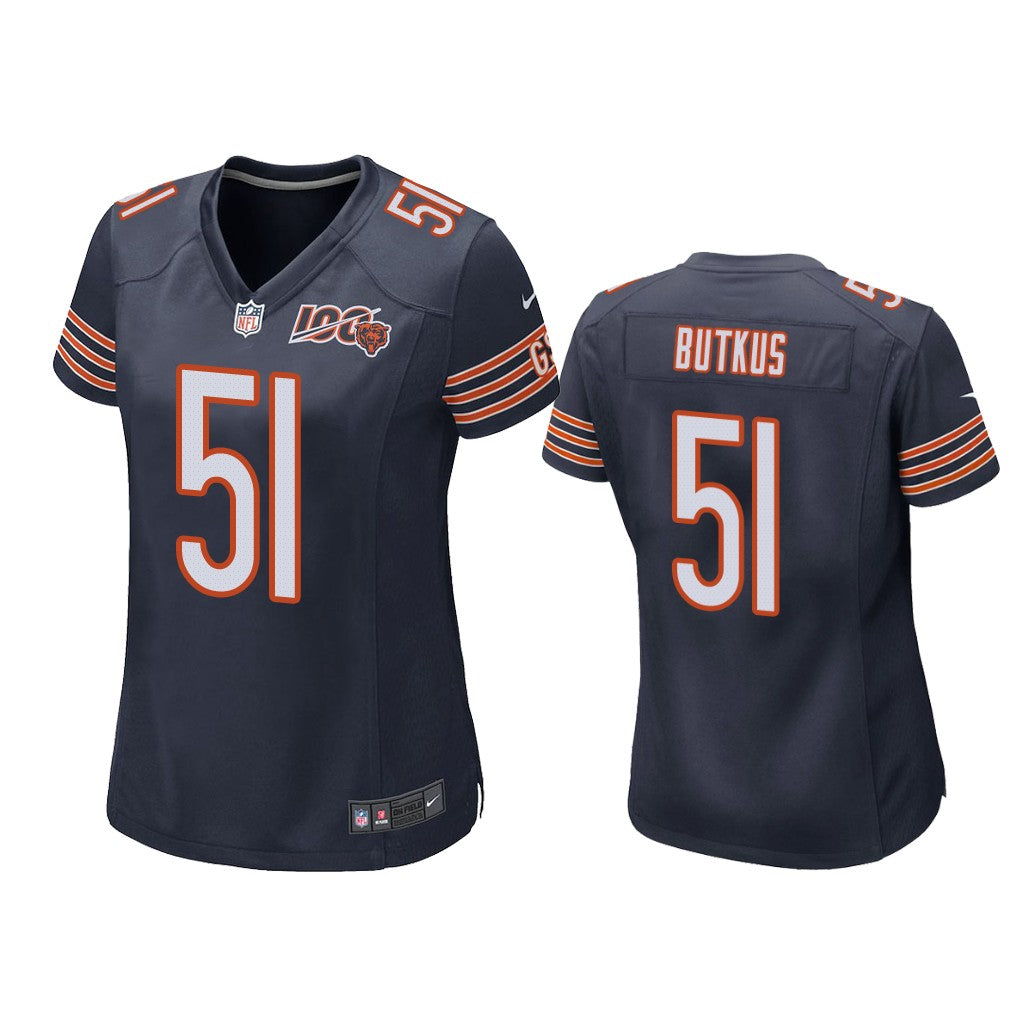 Chicago Bears #51 Dick Butkus Navy 100th Jersey