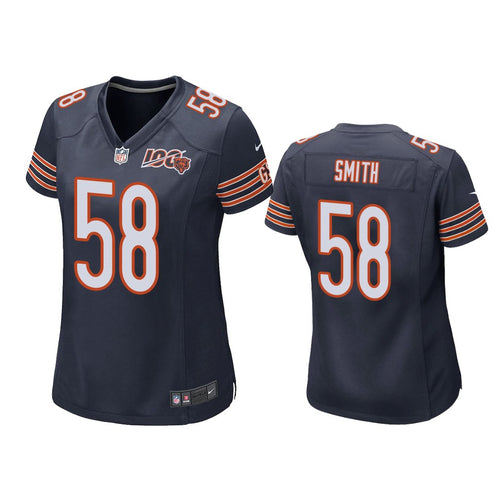 Chicago Bears #58 Roquan Smith Navy 100th Jersey