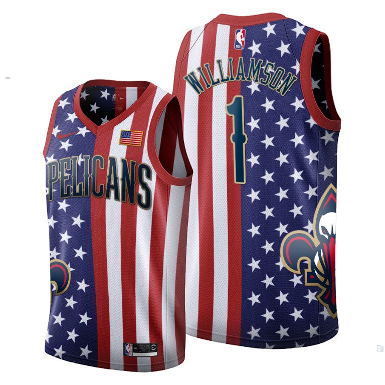 2019 Draft New Orleans Pelicans Zion Williamson Men's Independence Day Jersey